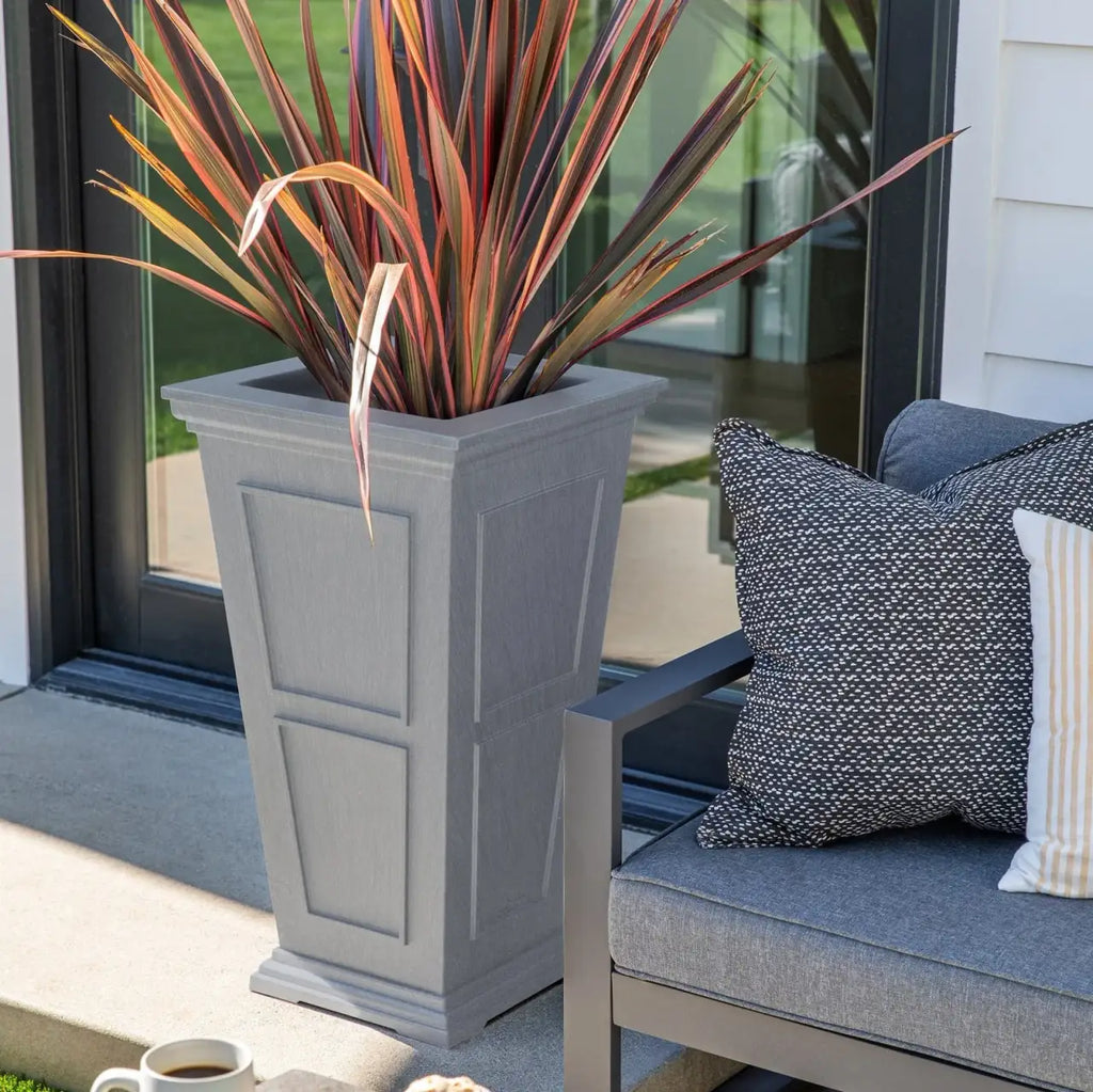 Tall Planter in Victorian-Inspired Style, Twenty-Six Size, Available in Black, Gray, or White, One or Two Pack