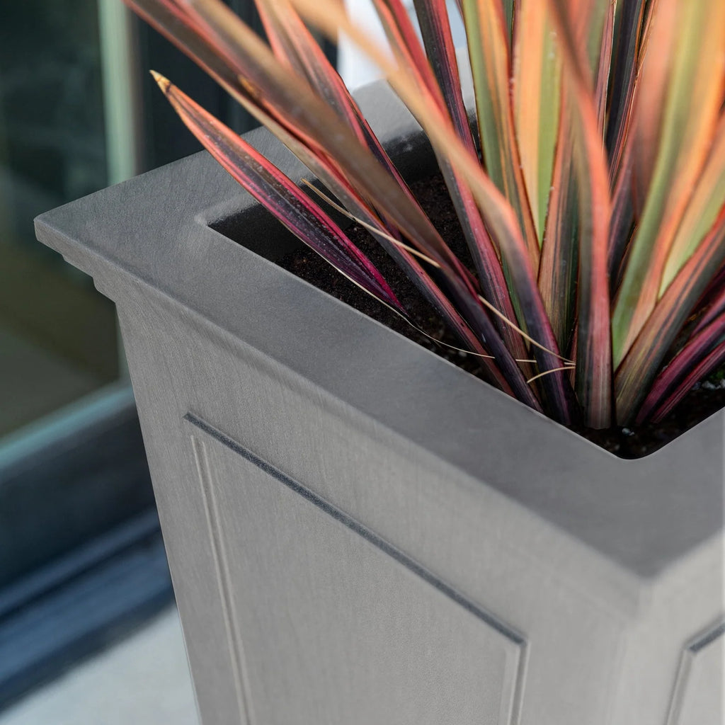 Tall Planter in Victorian-Inspired Style, Twenty-Six Size, Available in Black, Gray, or White, One or Two Pack