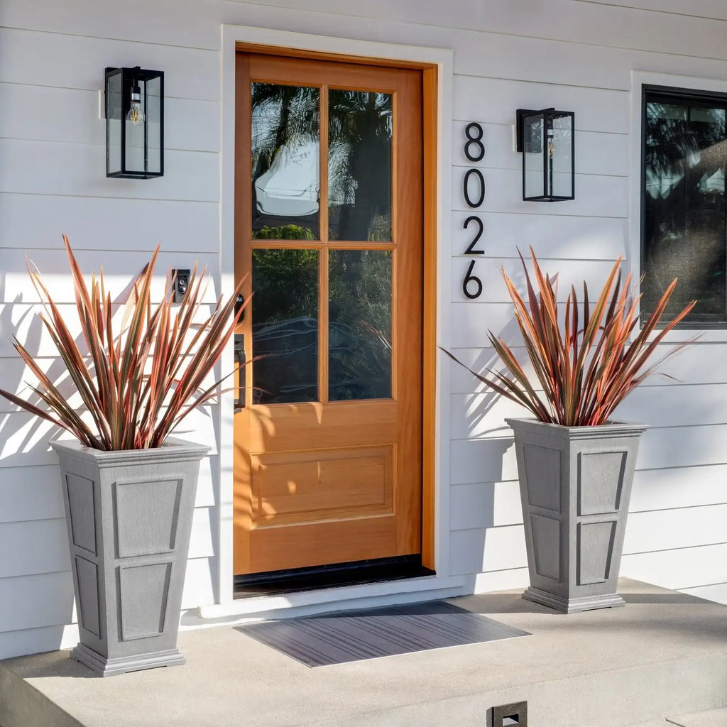 Tall Planter in Victorian-Inspired Style, Twenty-Six Size, Available in Black, Gray, or White, One or Two Pack