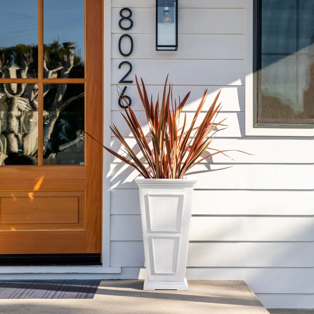 Tall Planter in Victorian-Inspired Style, Twenty-Six Size, Available in Black, Gray, or White, One or Two Pack
