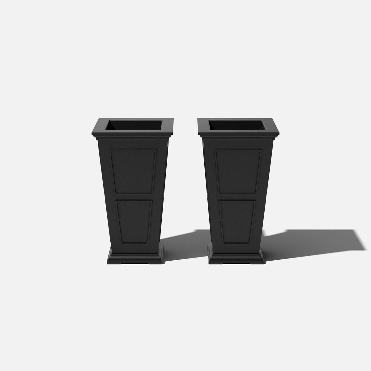 Tall Planter in Victorian-Inspired Style, Twenty-Six Size, Available in Black, Gray, or White, One or Two Pack