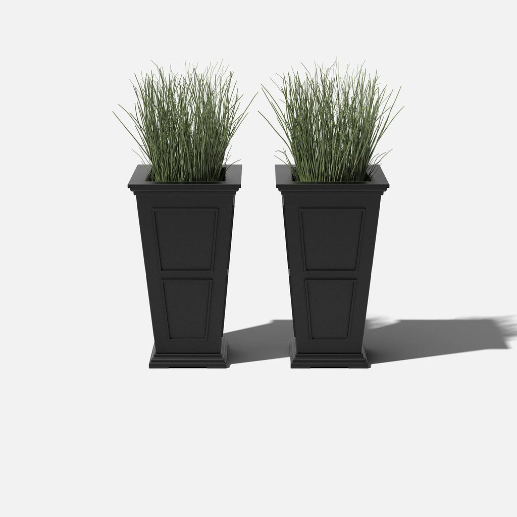 Tall Planter in Victorian-Inspired Style, Twenty-Six Size, Available in Black, Gray, or White, One or Two Pack