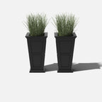 Tall Planter in Victorian-Inspired Style, Twenty-Six Size, Available in Black, Gray, or White, One or Two Pack