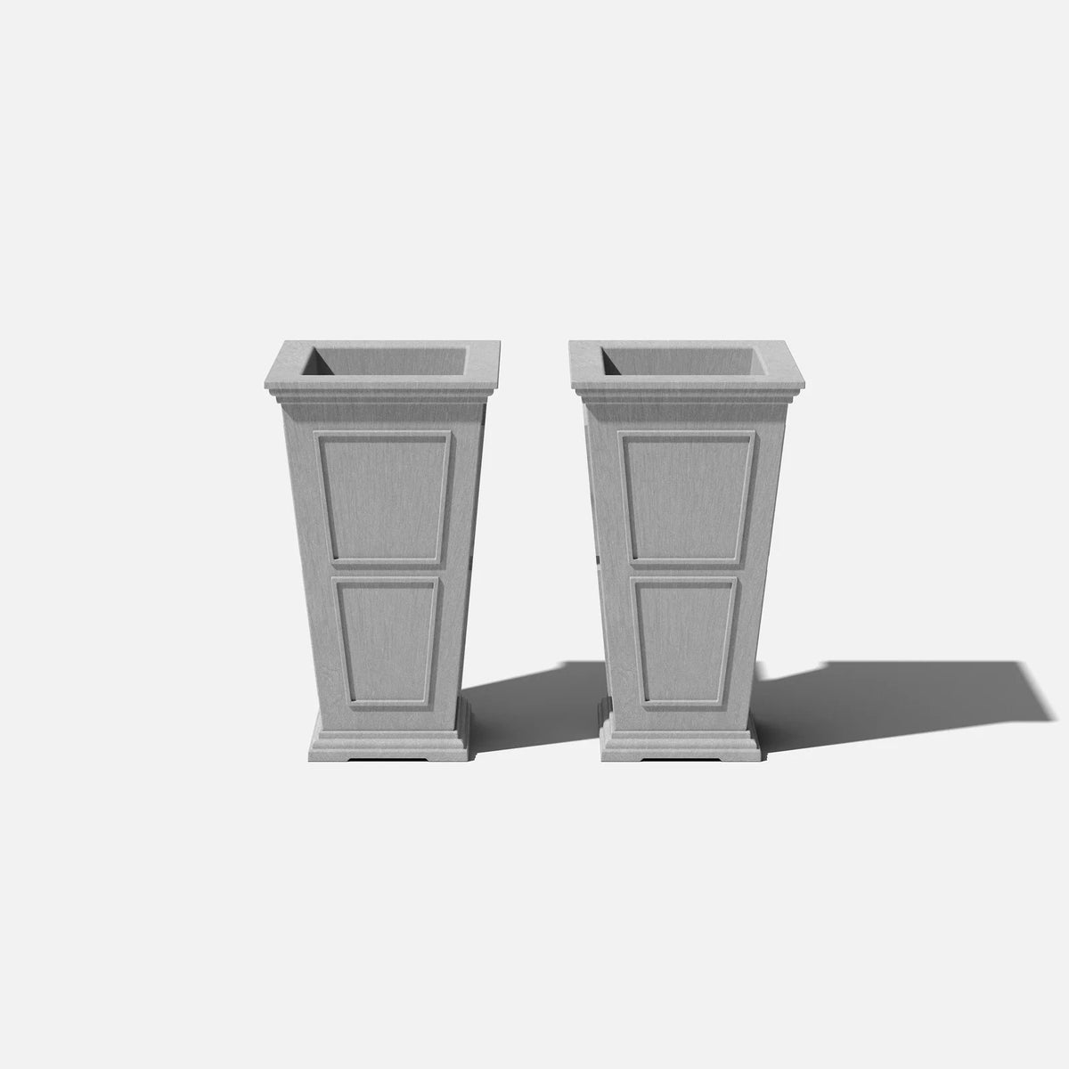Tall Planter in Victorian-Inspired Style, Twenty-Six Size, Available in Black, Gray, or White, One or Two Pack