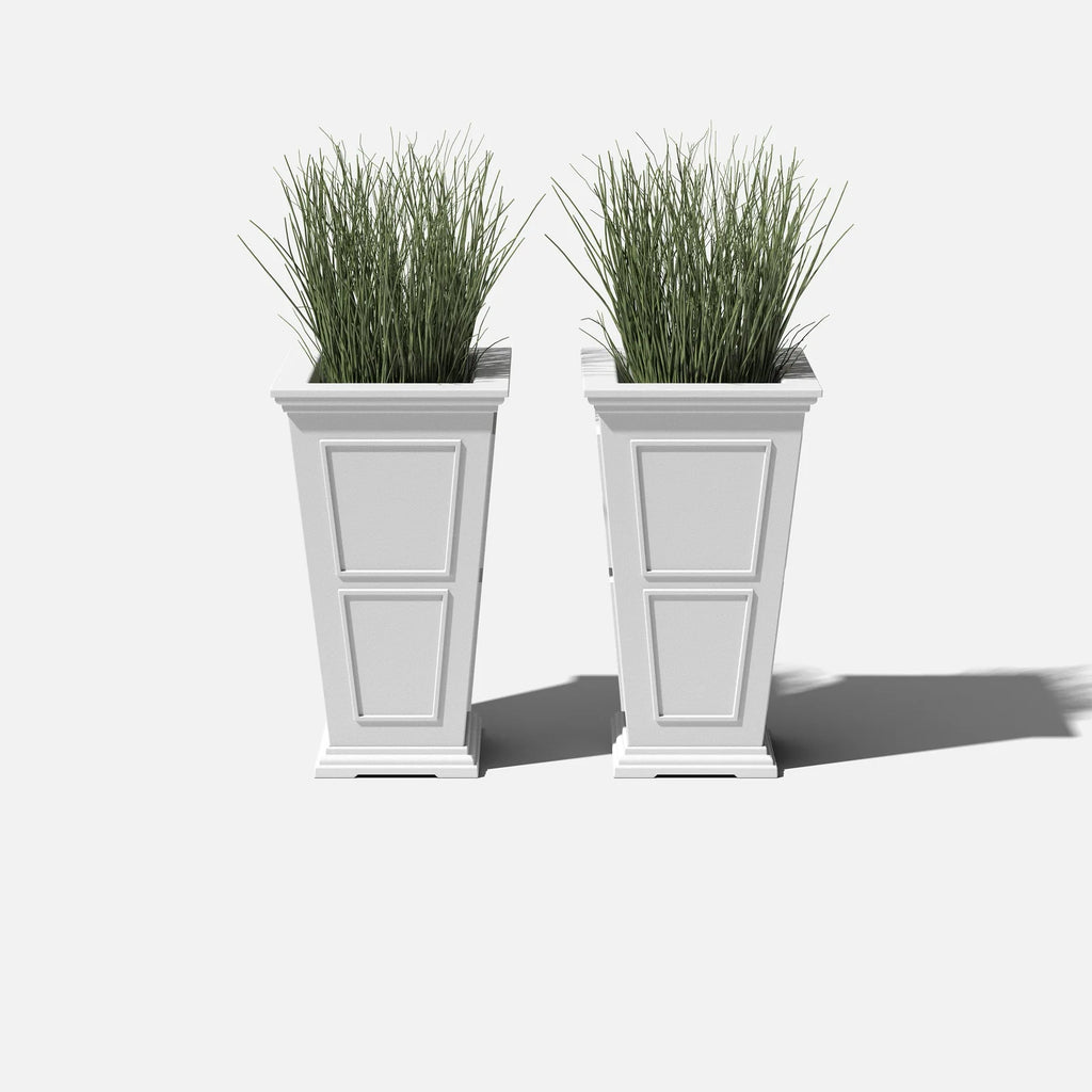Tall Planter in Victorian-Inspired Style, Twenty-Six Size, Available in Black, Gray, or White, One or Two Pack