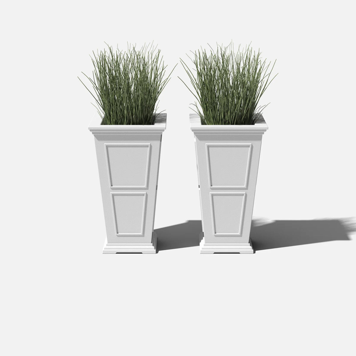 Tall Planter in Victorian-Inspired Style, Twenty-Six Size, Available in Black, Gray, or White, One or Two Pack