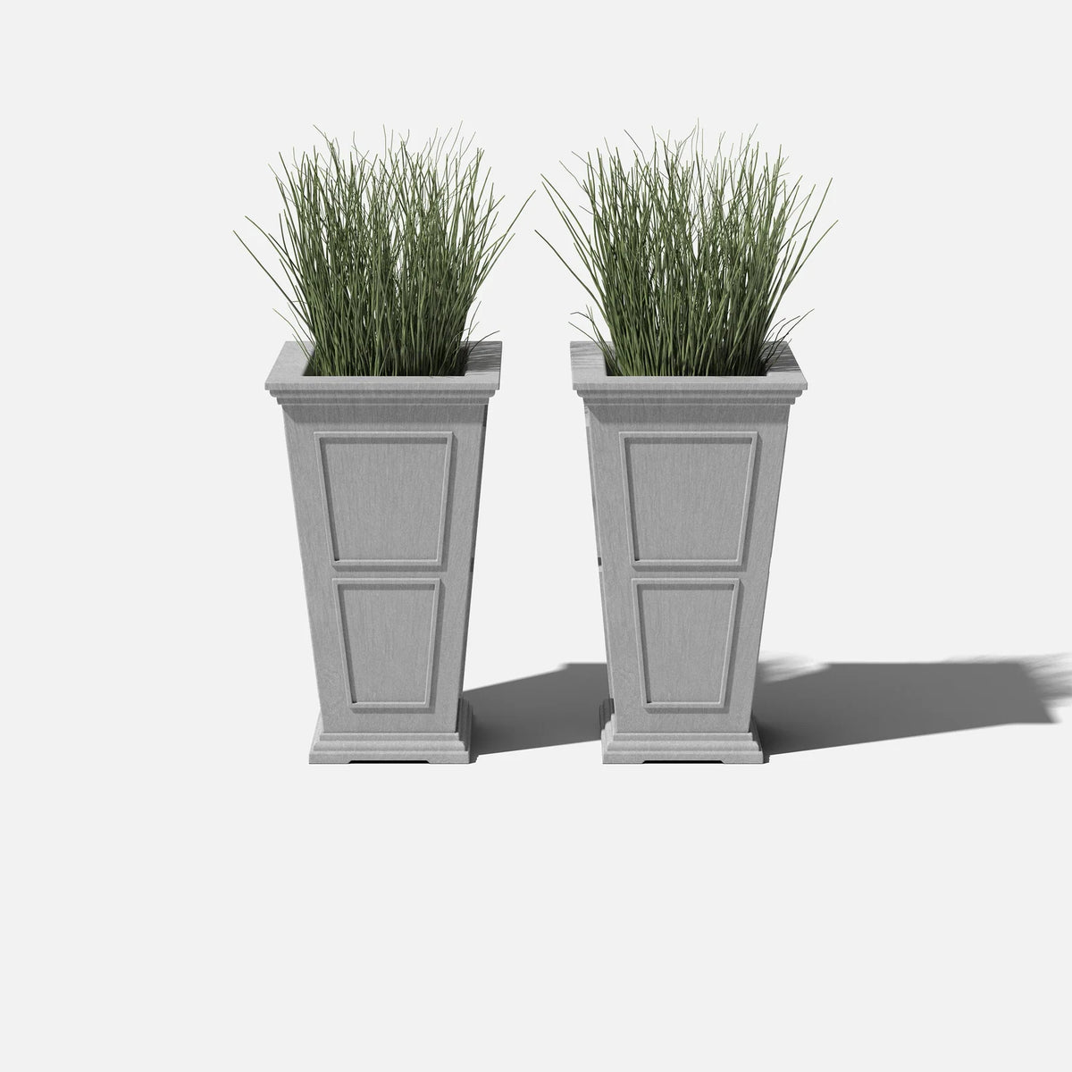 Tall Planter in Victorian-Inspired Style, Twenty-Six Size, Available in Black, Gray, or White, One or Two Pack