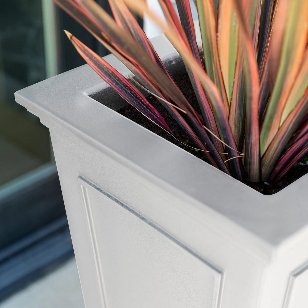 Tall Planter in Victorian-Inspired Style, Twenty-Six Size, Available in Black, Gray, or White, One or Two Pack