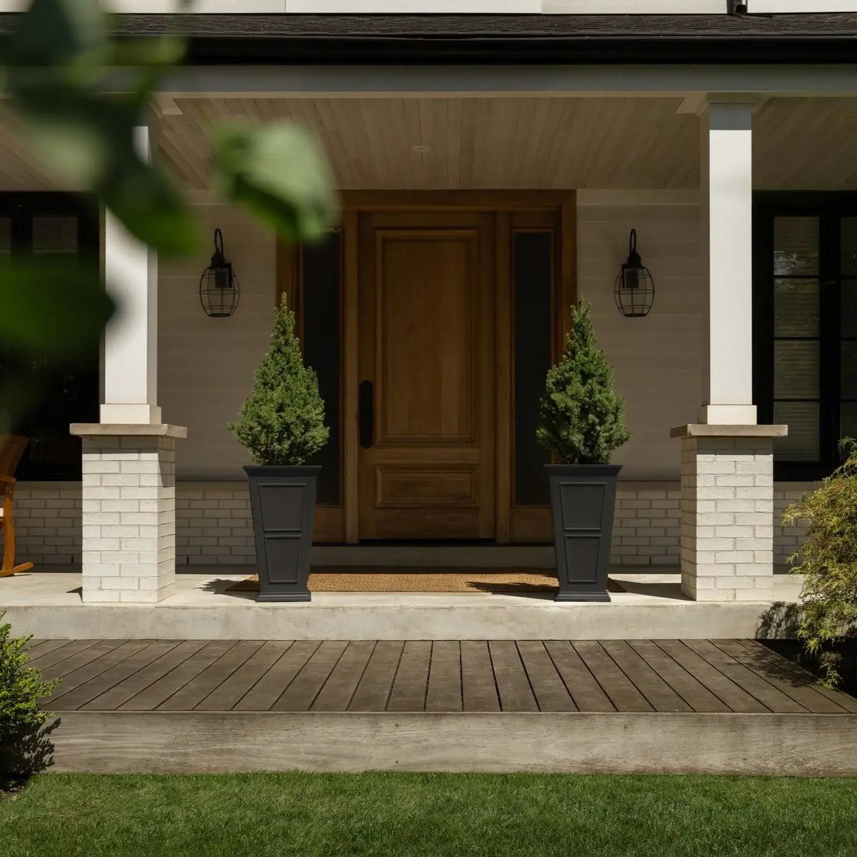 Tall Planter in Victorian-Inspired Style, Twenty-Six Size, Available in Black, Gray, or White, One or Two Pack