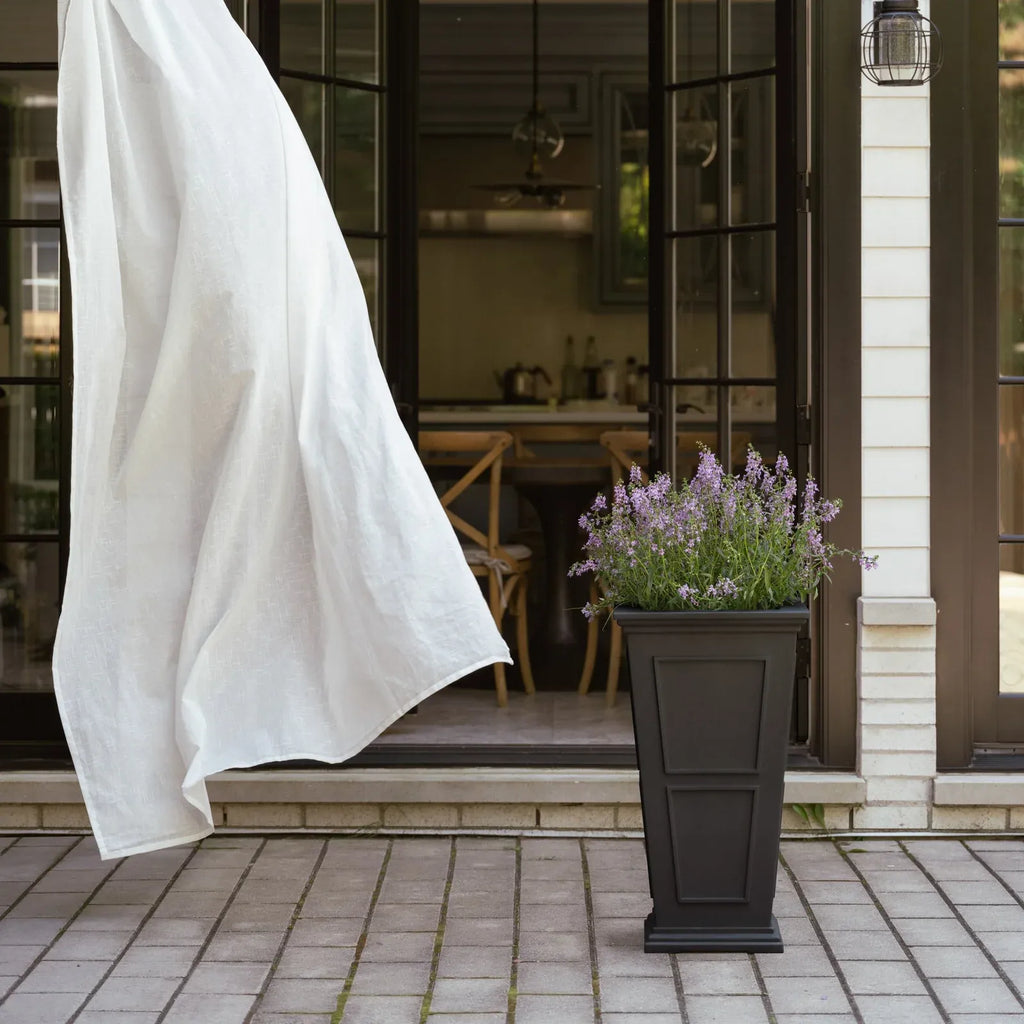 Tall Planter in Victorian-Inspired Style, Twenty-Six Size, Available in Black, Gray, or White, One or Two Pack