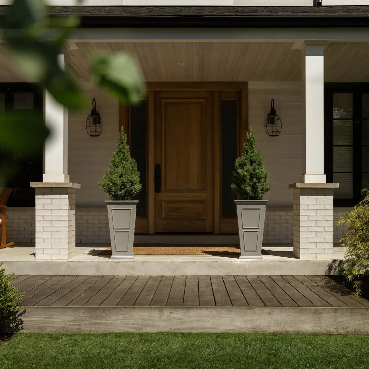 Tall Planter in Victorian-Inspired Style, Twenty-Six Size, Available in Black, Gray, or White, One or Two Pack