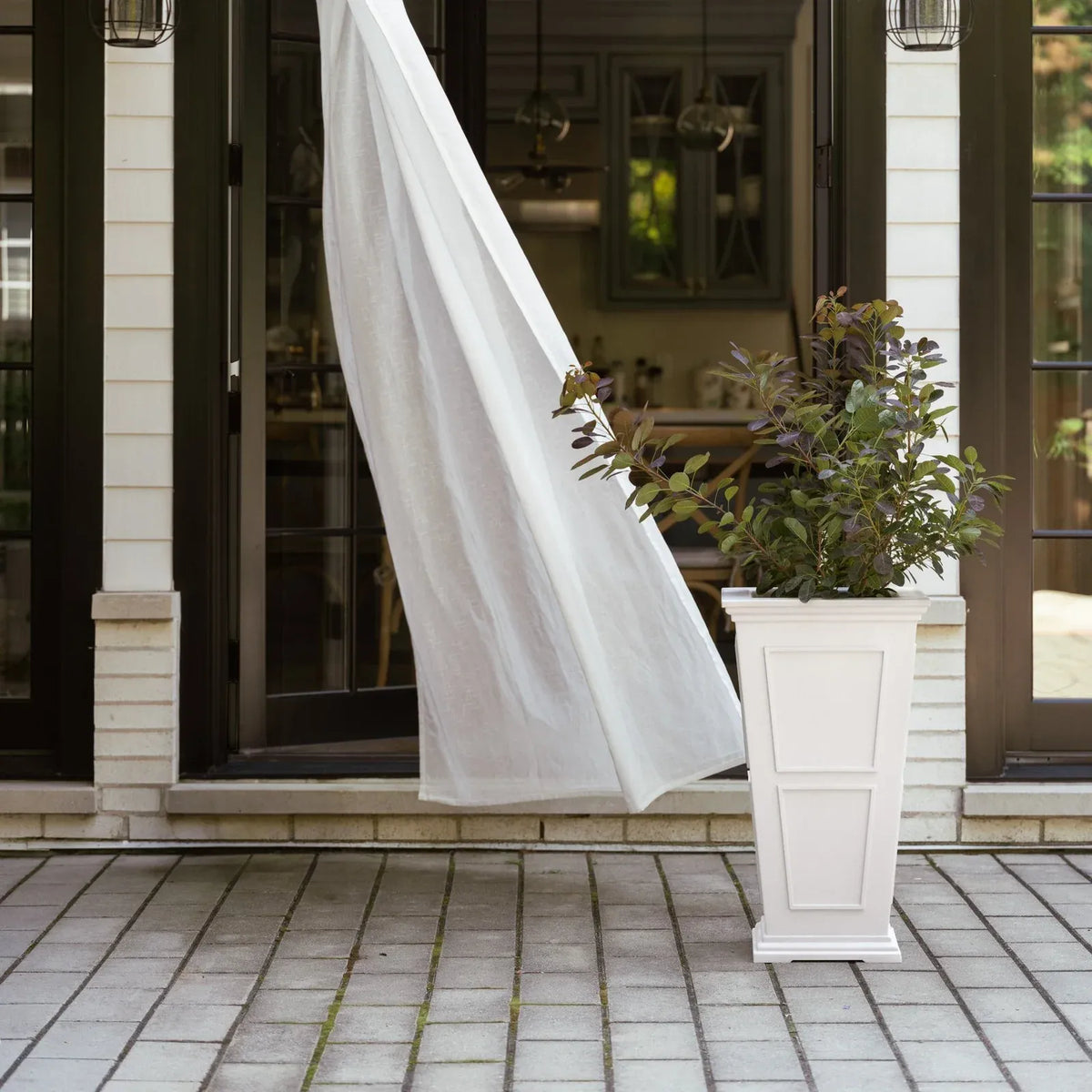 Tall Planter in Victorian-Inspired Style, Twenty-Six Size, Available in Black, Gray, or White, One or Two Pack