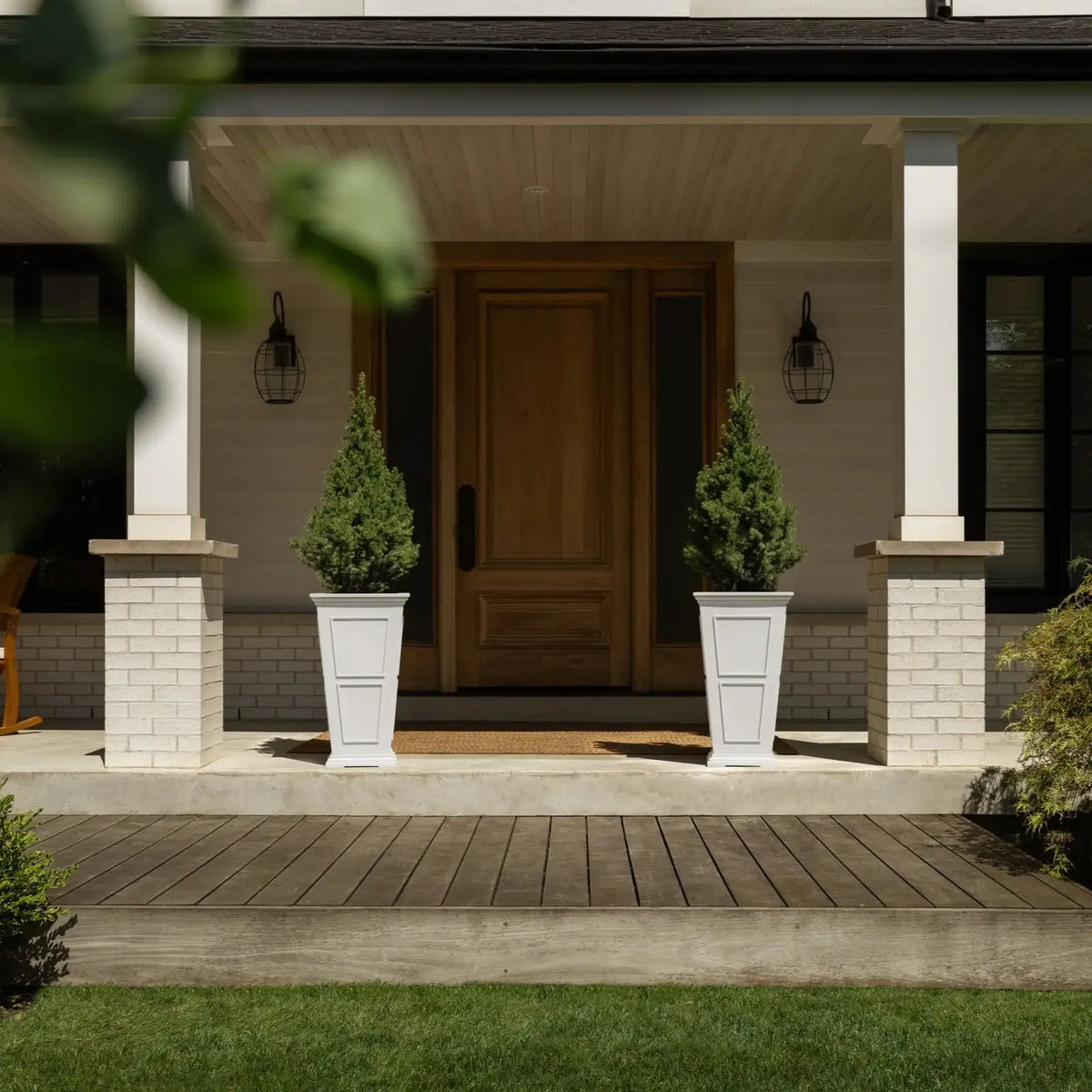 Tall Planter in Victorian-Inspired Style, Twenty-Six Size, Available in Black, Gray, or White, One or Two Pack