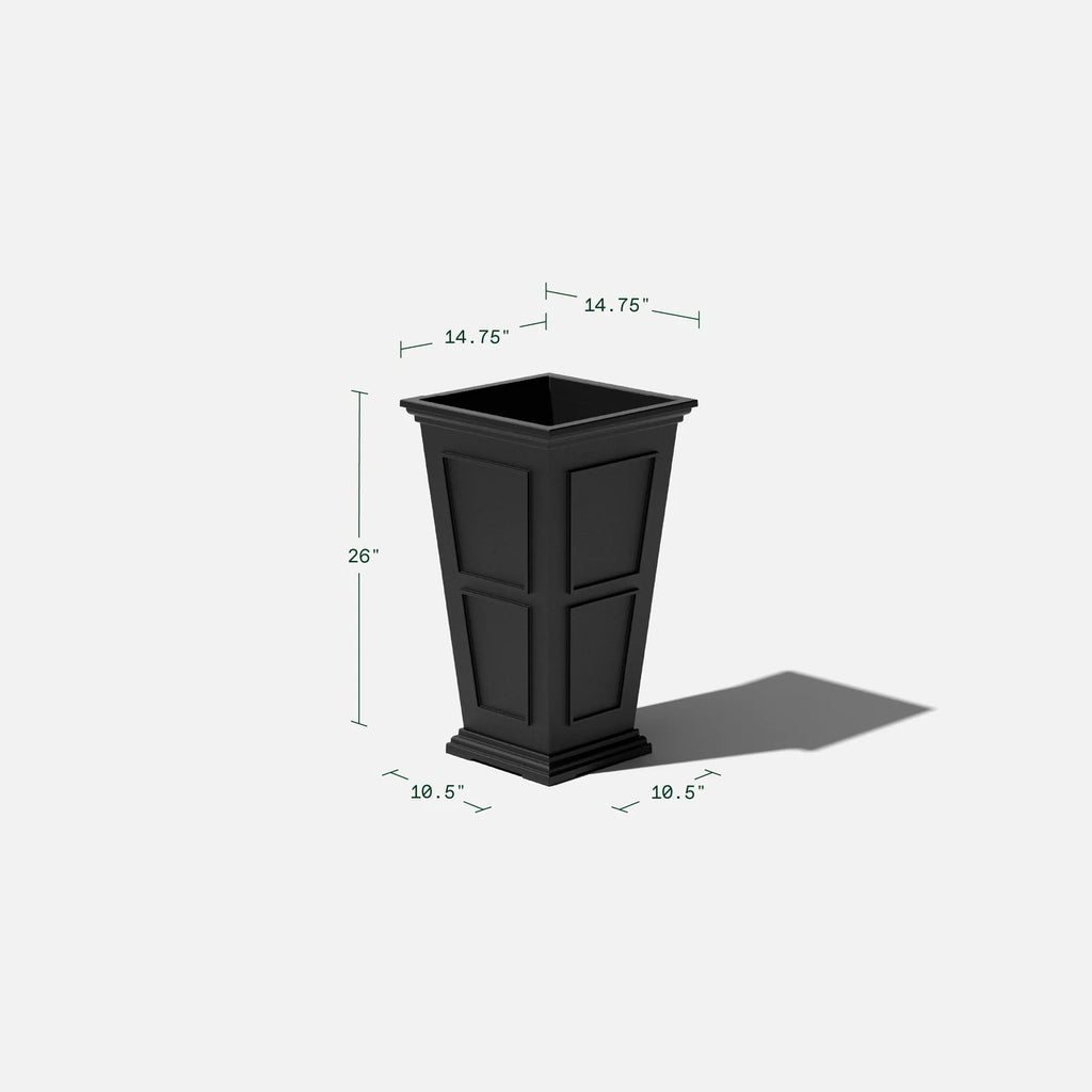 Tall Planter in Victorian-Inspired Style, Twenty-Six Size, Available in Black, Gray, or White, One or Two Pack