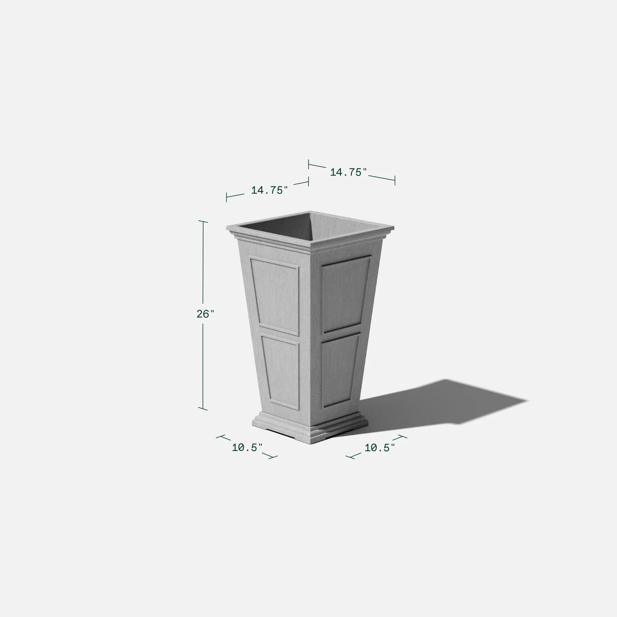 Tall Planter in Victorian-Inspired Style, Twenty-Six Size, Available in Black, Gray, or White, One or Two Pack