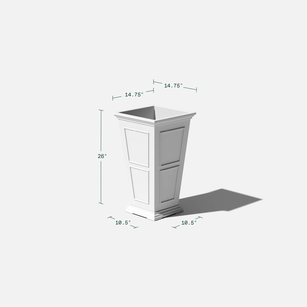 Tall Planter in Victorian-Inspired Style, Twenty-Six Size, Available in Black, Gray, or White, One or Two Pack