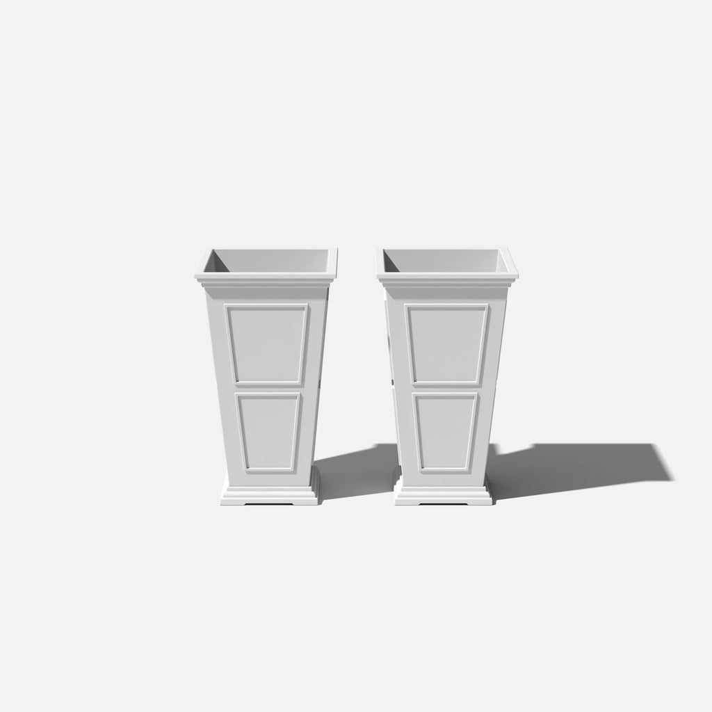 Tall Planter in Victorian-Inspired Style, Twenty-Six Size, Available in Black, Gray, or White, One or Two Pack