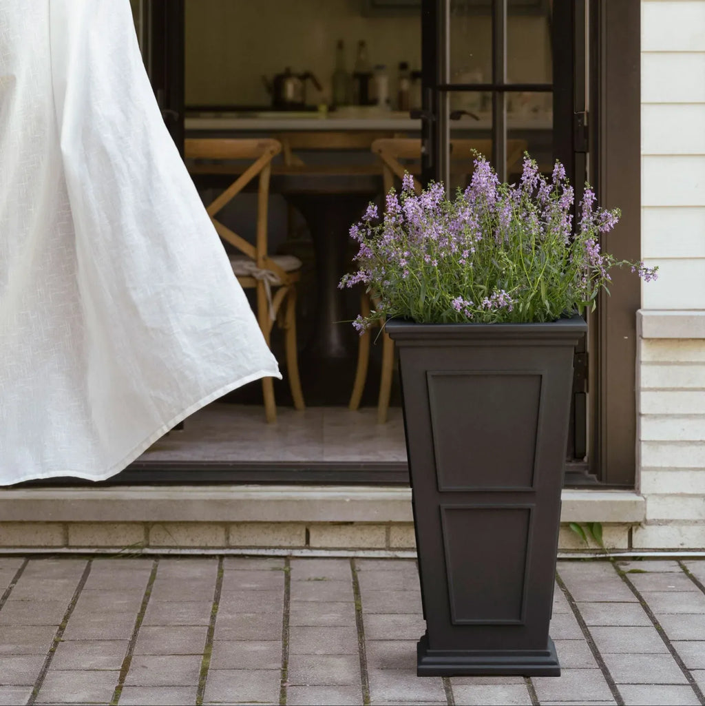 Tall Planter in Victorian-Inspired Style, Twenty-Six Size, Available in Black, Gray, or White, One or Two Pack