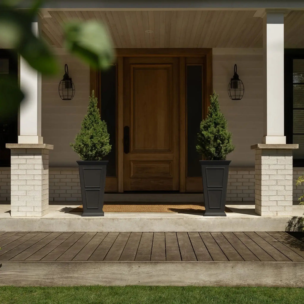 Tall Planter in Victorian-Inspired Style, Twenty-Six Size, Available in Black, Gray, or White, One or Two Pack