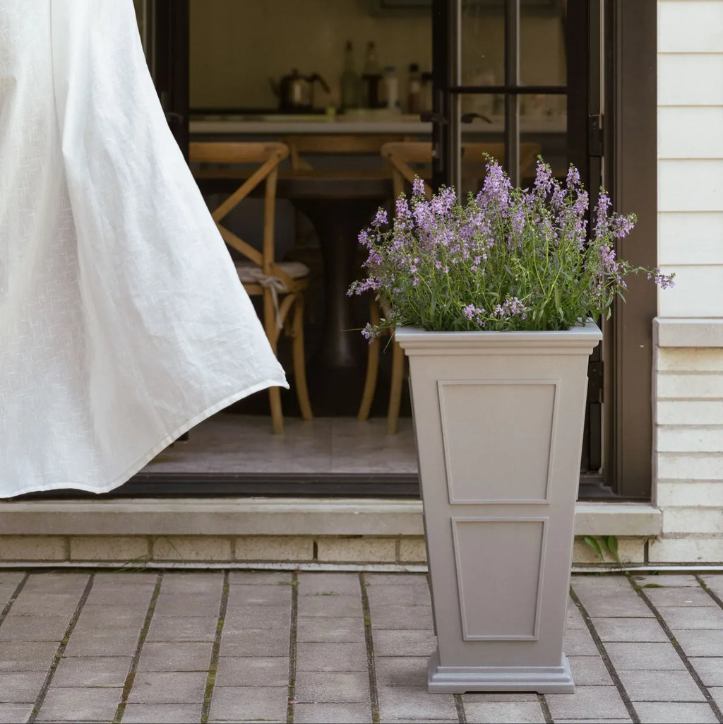 Tall Planter in Victorian-Inspired Style, Twenty-Six Size, Available in Black, Gray, or White, One or Two Pack