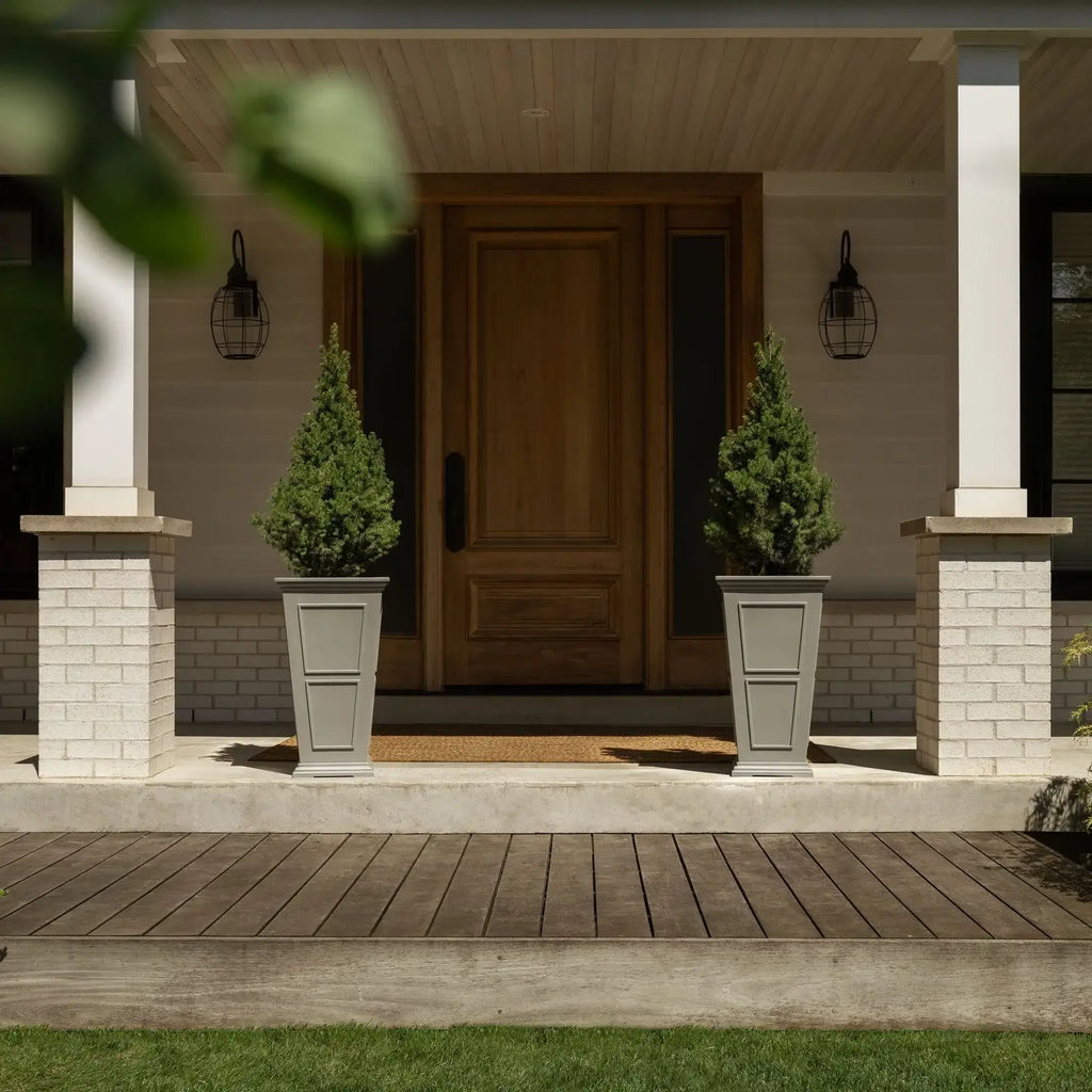Tall Planter in Victorian-Inspired Style, Twenty-Six Size, Available in Black, Gray, or White, One or Two Pack