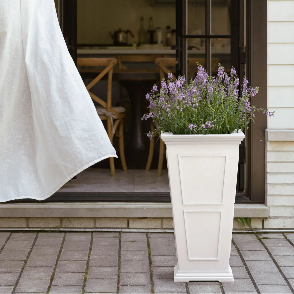 Tall Planter in Victorian-Inspired Style, Twenty-Six Size, Available in Black, Gray, or White, One or Two Pack