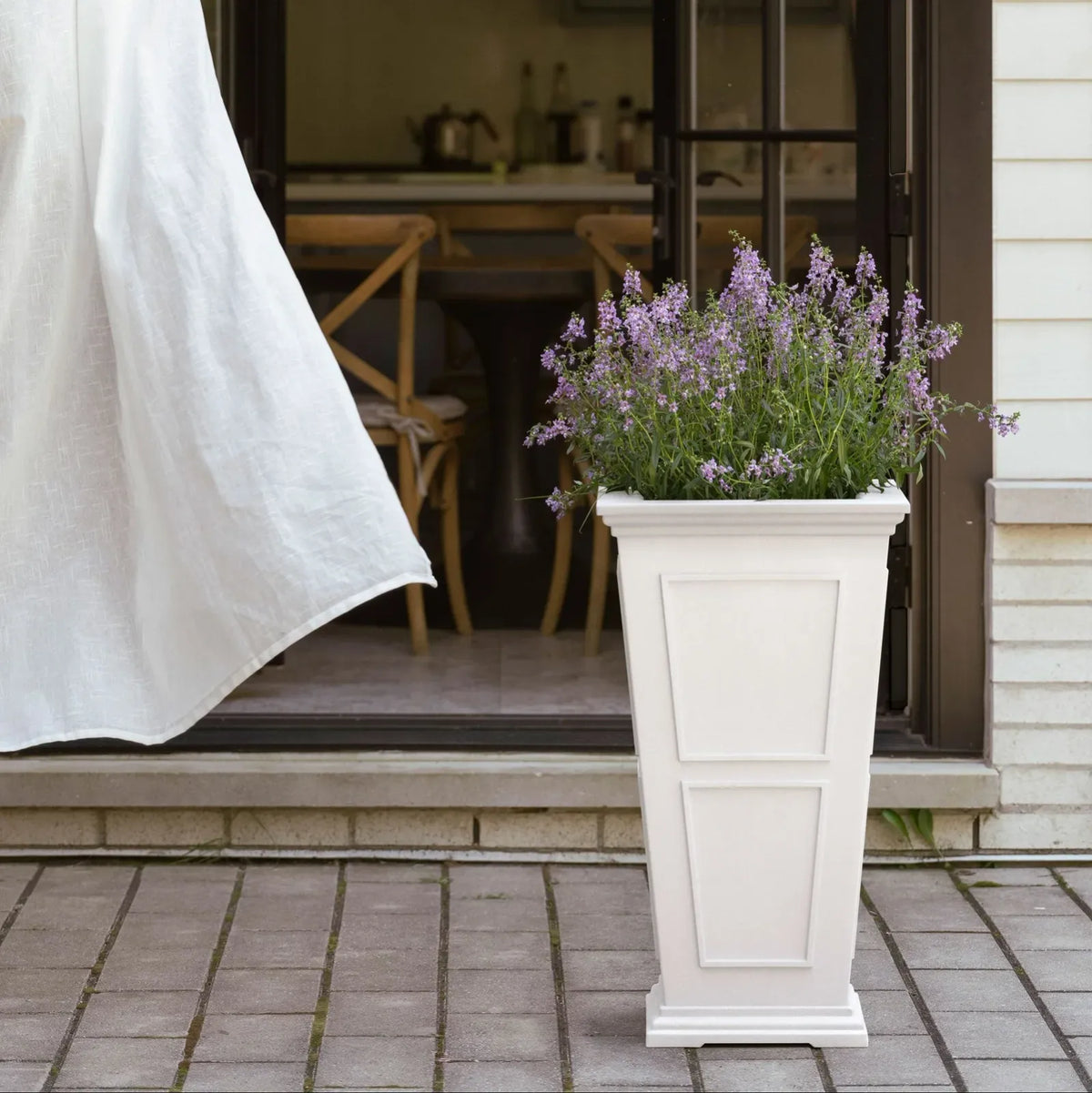 Tall Planter in Victorian-Inspired Style, Twenty-Six Size, Available in Black, Gray, or White, One or Two Pack