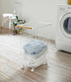 Tall Rolling Wire Laundry Basket with Handle and Wheels for Easy Laundry Room Organization