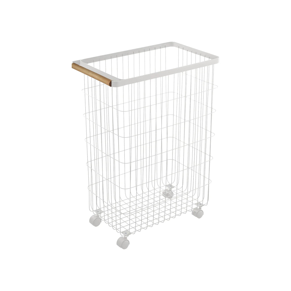 Tall Rolling Wire Laundry Basket with Handle and Wheels for Easy Laundry Room Organization