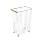 Tall Rolling Wire Laundry Basket with Handle and Wheels for Easy Laundry Room Organization