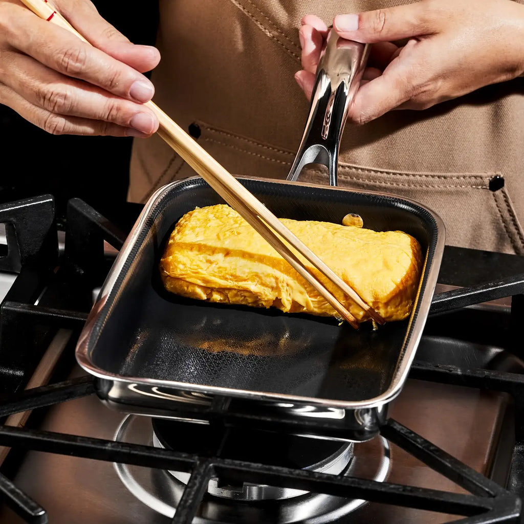 Tamagoyaki Omelette Pan with Slanted Lip and Hybrid Surface for Even Japanese-Style Rolled Eggs