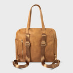 Tan Convertible Diaper Bag in Vegan Leather