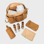 Tan Convertible Diaper Bag in Vegan Leather