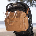 Tan Convertible Diaper Bag in Vegan Leather
