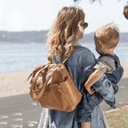 Tan Convertible Diaper Bag in Vegan Leather