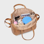 Tan Convertible Diaper Bag in Vegan Leather