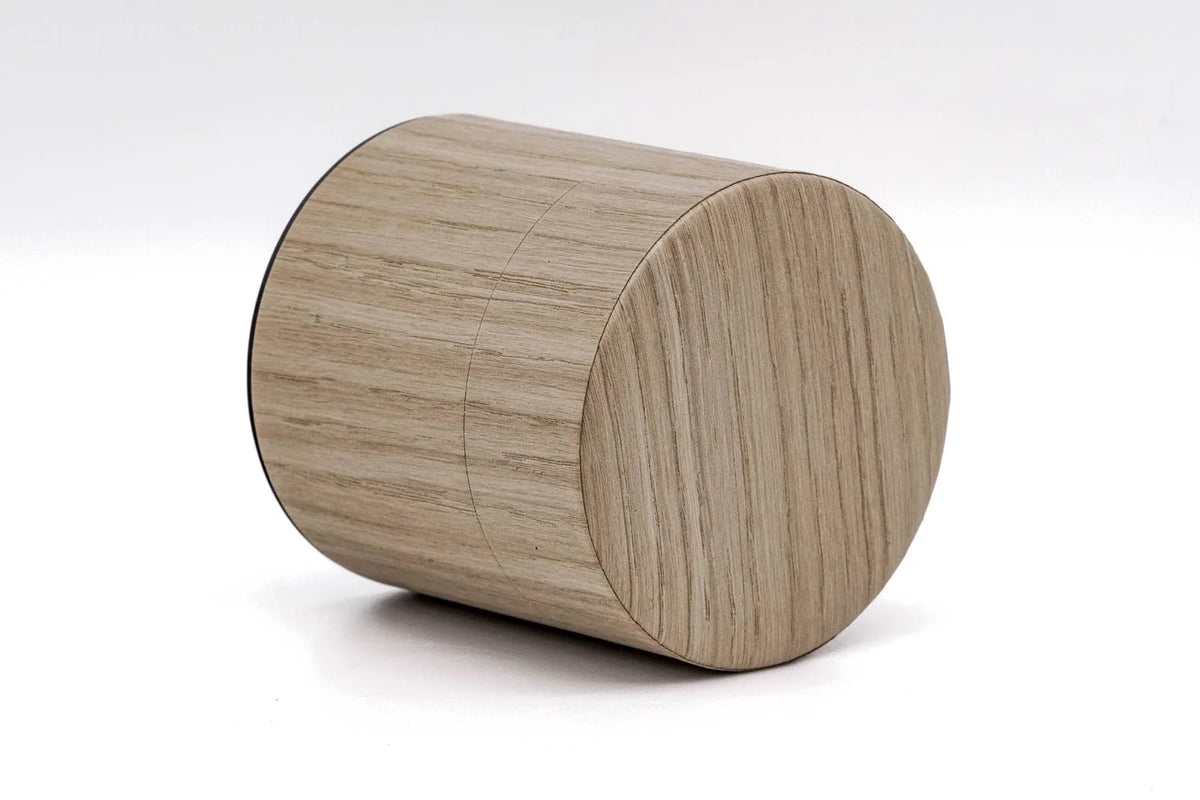 Tea Canister in Natural Oak Wood Veneer with an Airtight Inner Lid for Storing 100g of Sencha Tea