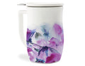 Tea Cup with Stainless Steel Infuser, Lid and 14 oz Ceramic Verbena Blossom Design · 14 oz ceramic cup