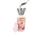Tea Steeping Cup with Stainless Steel Infuser, Lid, Double-Walled Ceramic Design and 12-Ounce Loose Leaf Tea Capacity