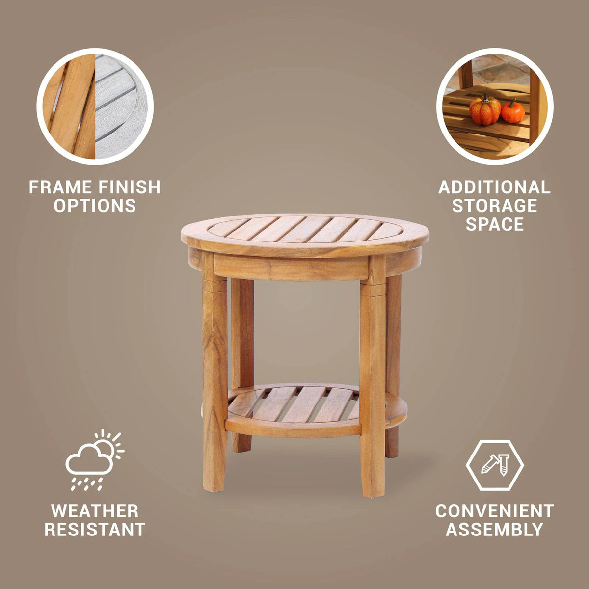 Teak Wood Outdoor Side Table