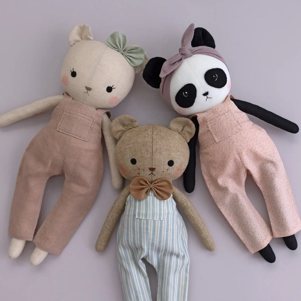 Teddy Bear and Panda Sewing Pattern PDF with Beginner Instructions, Full-Size Templates, and 15-Inch Doll Design