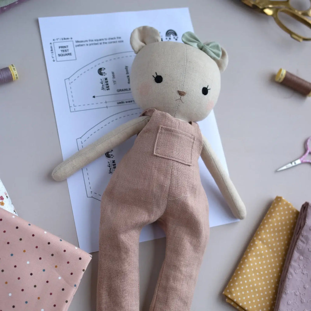 Teddy Bear and Panda Sewing Pattern PDF with Beginner Instructions, Full-Size Templates, and 15-Inch Doll Design