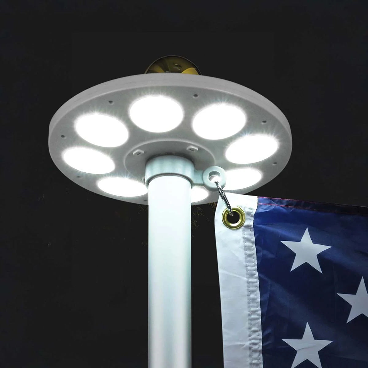 Telescoping Aluminum Flagpole Kit with Solar Lighting and a Tire Stand for Tailgating and Outdoor Camping