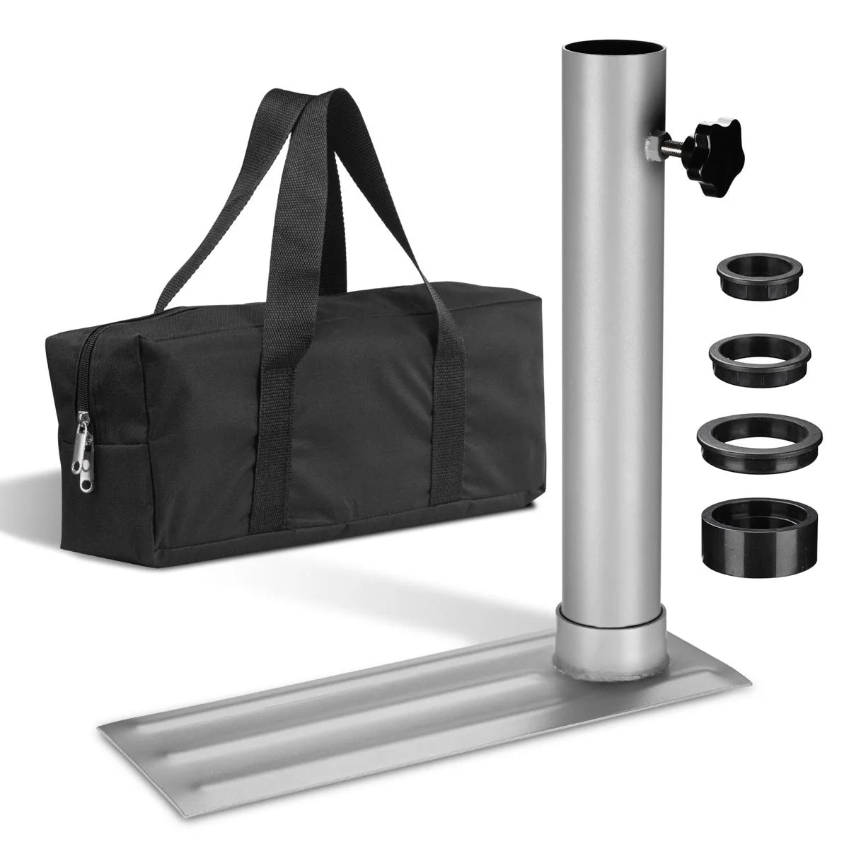 Telescoping Aluminum Flagpole Kit with Solar Lighting and a Tire Stand for Tailgating and Outdoor Camping