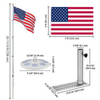 Telescoping Aluminum Flagpole Kit with Solar Lighting and a Tire Stand for Tailgating and Outdoor Camping
