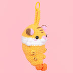 Tempura Tiger Crochet Kit for Beginners with Soft Yarn and a Tutorial to Make a Desk or Backpack Companion
