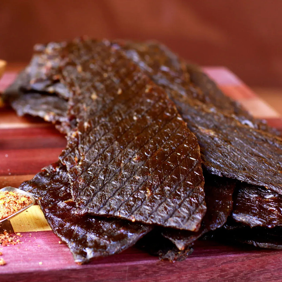 Teriyaki Beef Jerky with Sweet Savory Flavor, Vacuum-Sealed Freshness, and Two Portion Sizes for Easy Snacking