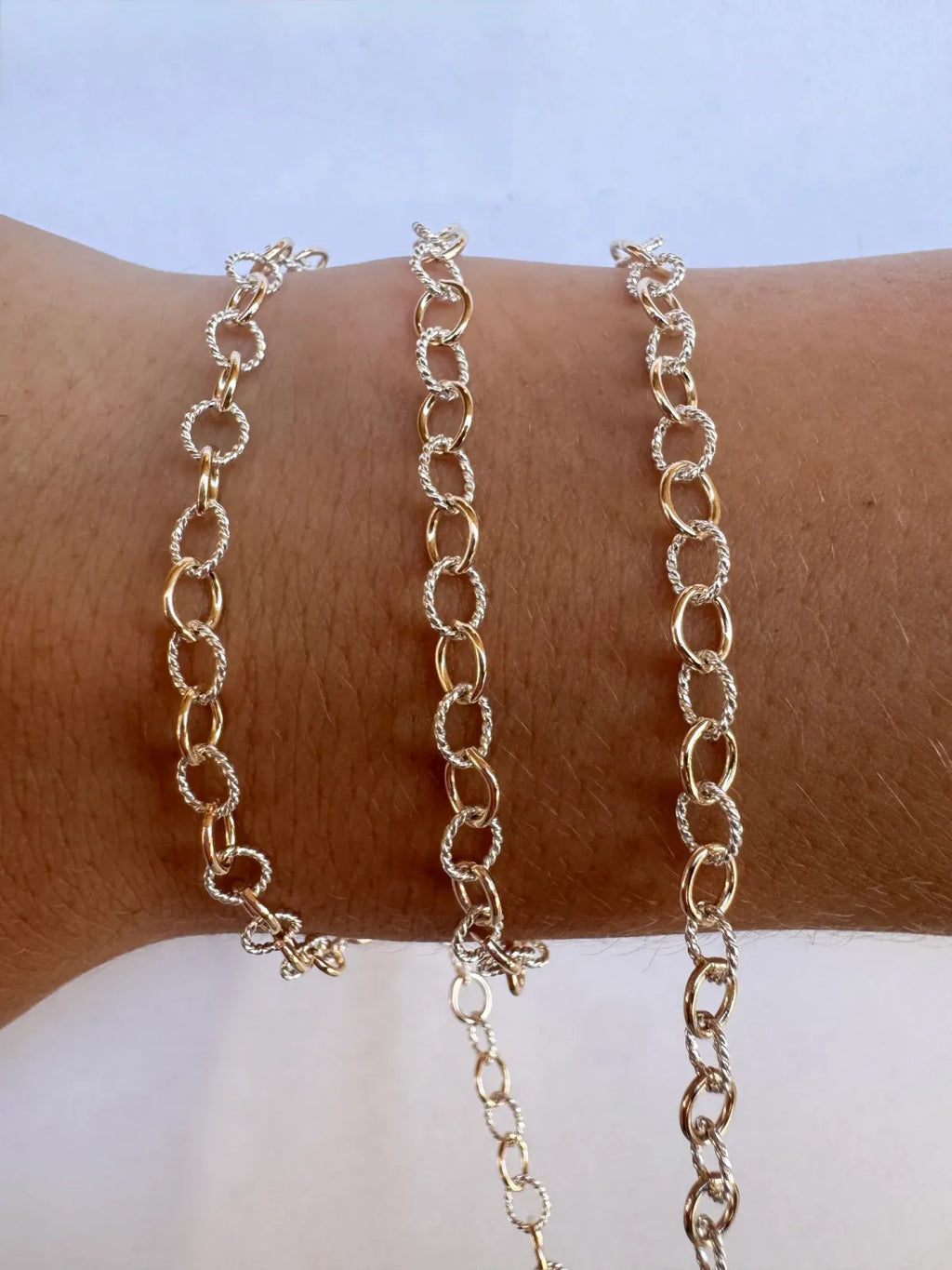 Textured Cable Permanent Jewelry Chain by the Foot in 14k