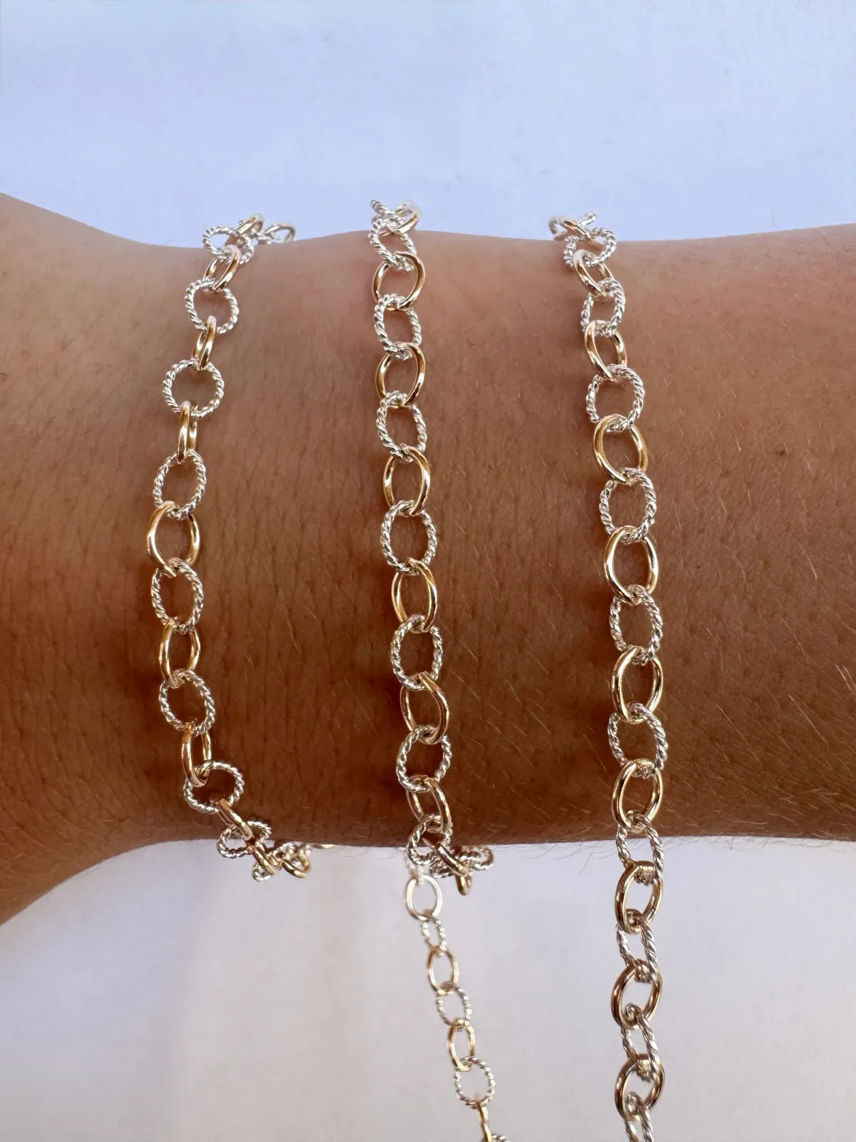 Textured Cable Permanent Jewelry Chain by the Foot in 14k