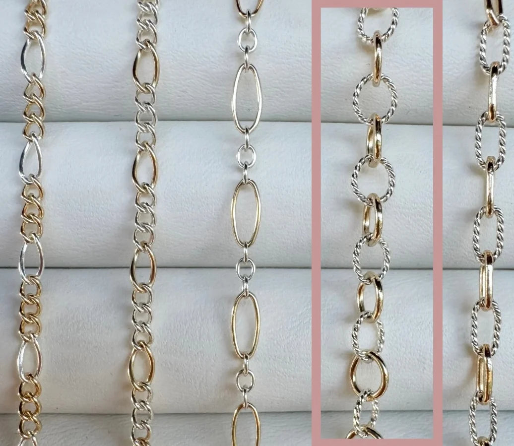 Textured Cable Permanent Jewelry Chain by the Foot in 14k
